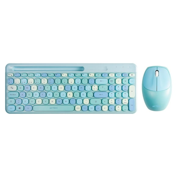 Kit Teclado y Mouse Acteck Creator Chic Colors MK470 Inalambrico USB 2.4Ghz Delgado Azul AC-935197 Azul