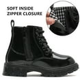 thumbnail image 2 of DADAWEN Toddler Boys Girls Combat Boots Waterproof Ankle Boots With Side Zipper Black/Glossy leather 13 Little Kid, 2 of 7