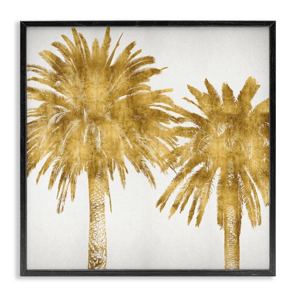 Stupell Industries Tropical Summer Glam Palm Trees Over Off-White Black Framed Giclee Art, 12 x 12, by Kate Bennett