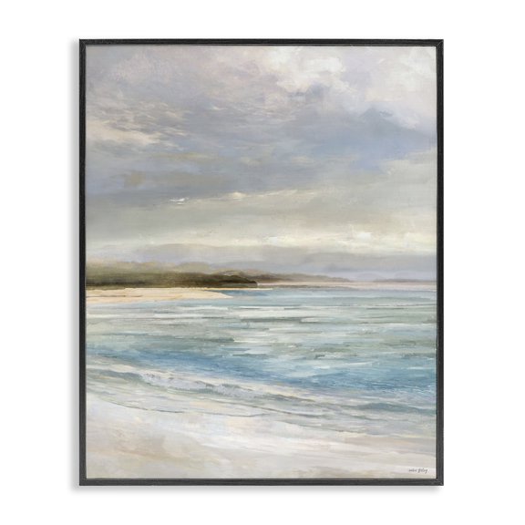 Stupell Industries Transitional Overcast Beach Scenery Black Framed Giclee Art, 24 x 30, by Amber Sterling