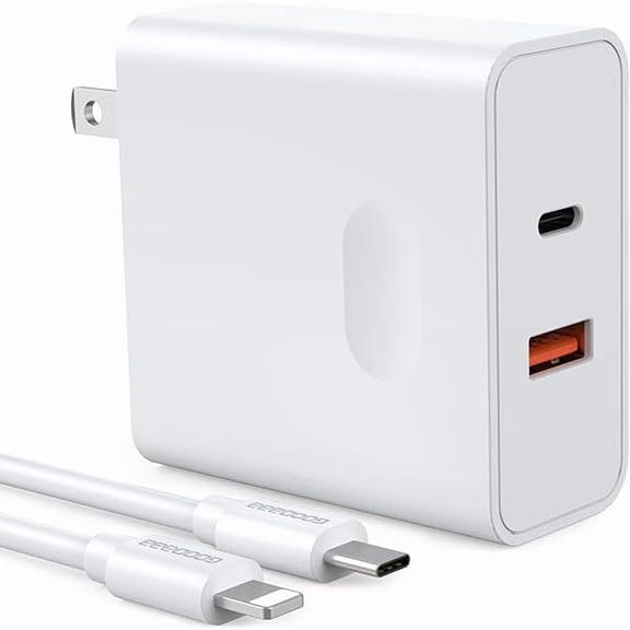 xixishop PD 20W Wall Charger with Cable Dual Ports Fast Charing Power Adapter for iPhone Series and Android Devices