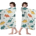 thumbnail image 4 of Light Green Dinosaurs Leaves Pattern Hooded Bath Towel，60"x35" for Ages 3 To 12 Kids, Quick Dry Lightweight Soft Microfiber Hood Beach Towel Cover Up for Kids, 4 of 7