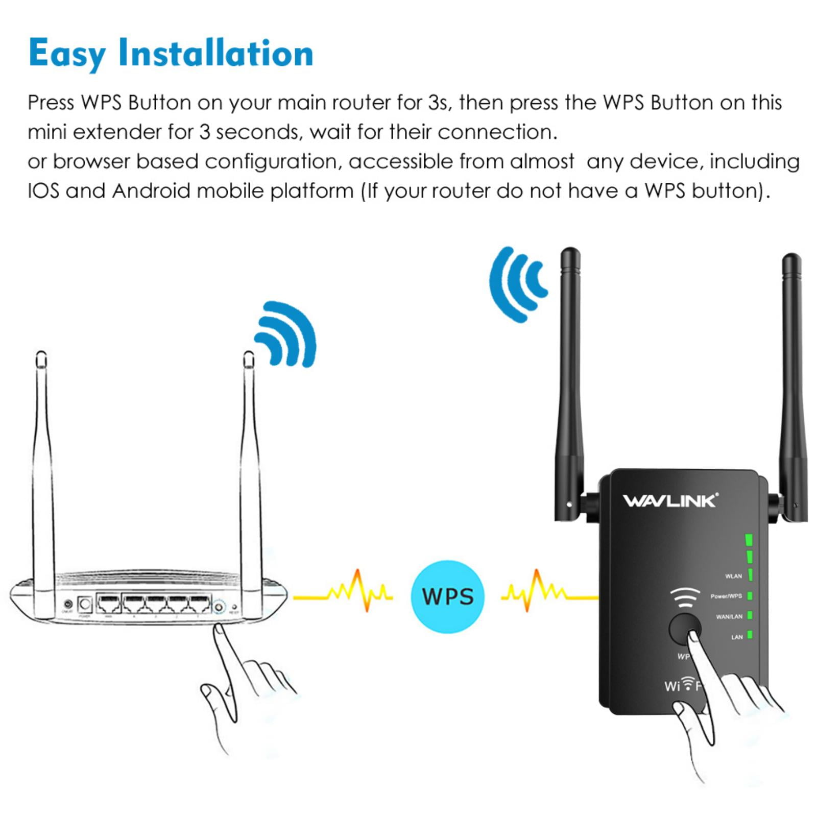 N300 Universal Range Extender/Wireless Router With 2 External Antennas -Black