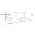 thumbnail image 4 of Display Shelves 3x8FT Overhead Garage Storage Rack, Heavy-Duty Metal Garage Ceiling Storage Rack, 22''-40" Adjustable Ceiling Drop-Down, 600 lb. Loading Weight Capacity, White Color,Wooden Display Sh, 4 of 6