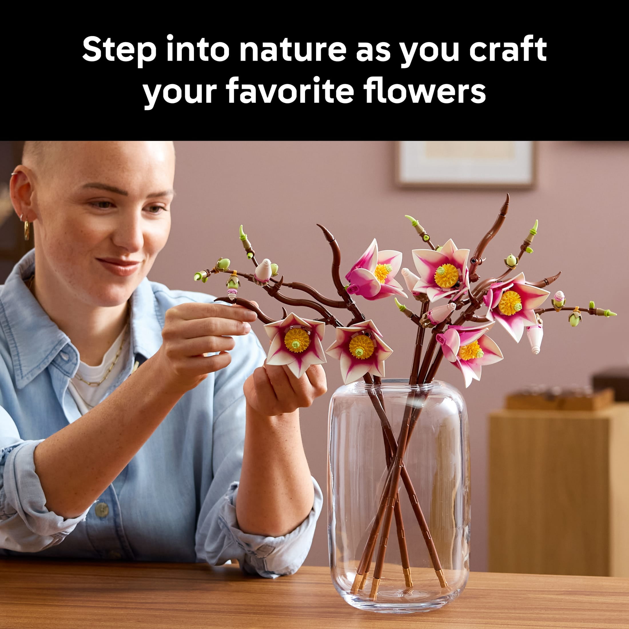 LEGO Botanicals Magnolia Branches Building Set for Adults, Ages 18+ - Gift for Mothers Day - Artificial Flowers for Home Office, Bedroom or Desk Decor - 11510
