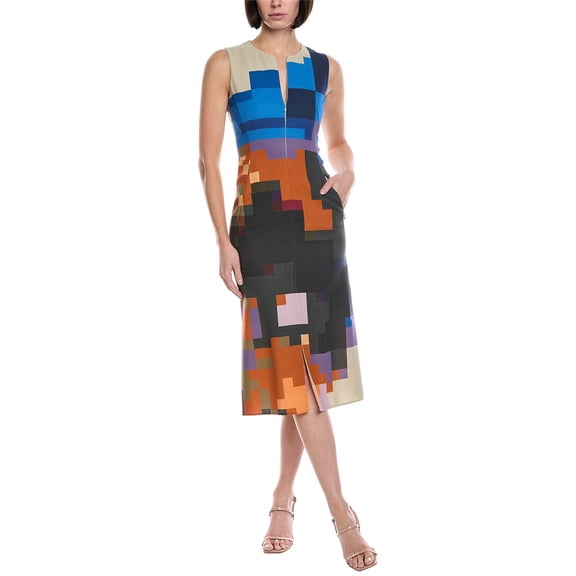 Akris womens Wool Midi Dress, 2, Blue