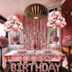 thumbnail image 4 of Kit de globos rosas de cumpleaños, guirnalda de feliz cumpleaños, mantel de oro rosa, cortina de flecos, 24 globos de confeti, 4 globos de estrellas y corazones, feliz cumpleaños, 4 of 5