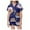 Dark Blue, variant on Girls Cute Printed Pajama Set Short Sleeve Button Up Top with Matching Shorts for Home Wear Comfort