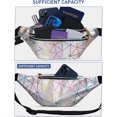 thumbnail image 3 of Riñonera unisex con efecto holográfico Bolsa de ciudad impermeable Multibolsillos Riñonera de PU Bolsa de viaje brillante para ocio o senderismo Plata, 3 of 5