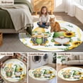 thumbnail image 5 of Sunflowers Gnomes Round Area Rug 7Ft Washable Circle Rugs for Dorm Laundry Room, Eucalyptus Spring Garden Floral Non-Slip Carpet Floor Mats Indoor Outdoor Carpet Runner Aesthetic Home Decor, 5 of 8