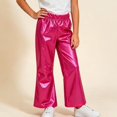 thumbnail image 2 of WAVSUF Girls Flare Pants Soft Comfort Lightweight Elastic Waist Fall Casual Party Trendy Pants Pink 7-8, 2 of 5