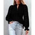 thumbnail image 3 of Blusa Negra de Encaje para Mujer PRETTYGARDEN Manga Abullonada Talle S, 3 of 6