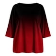 thumbnail image 7 of thefmos Women Plus Size Fall Winter Round Neck 3/4 Sleeve Gradient Casual Loose Tshirt Pullover Tops for Women Cute Trendy Comfy Oversized Tee Blouses Daily Wear Work Outfits, Red 4XL, 7 of 7