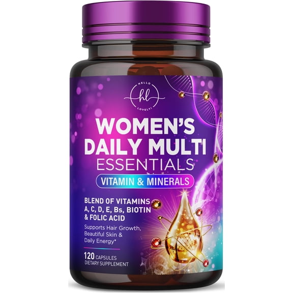Multivitamin for Women - 3X Strength Daily Women Multivitamin, Vitamins A, D, C, E, Biotin, Folic Acid, Calcium, & Iron, Complete Multi Vitamin for Beautiful Hair & Skin, Bottled in USA, 120 Capsules