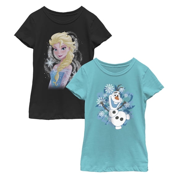 Girls Frozen Elsa and Olaf Friends 2-Pack T Shirt