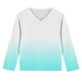 thumbnail image 7 of bbymog Casual Shirts for Girls 10-12 Fashion Gradient V Neck Pullover Top Long Sleeve Girls T Shirts Mint Green D 5 Years, 7 of 7