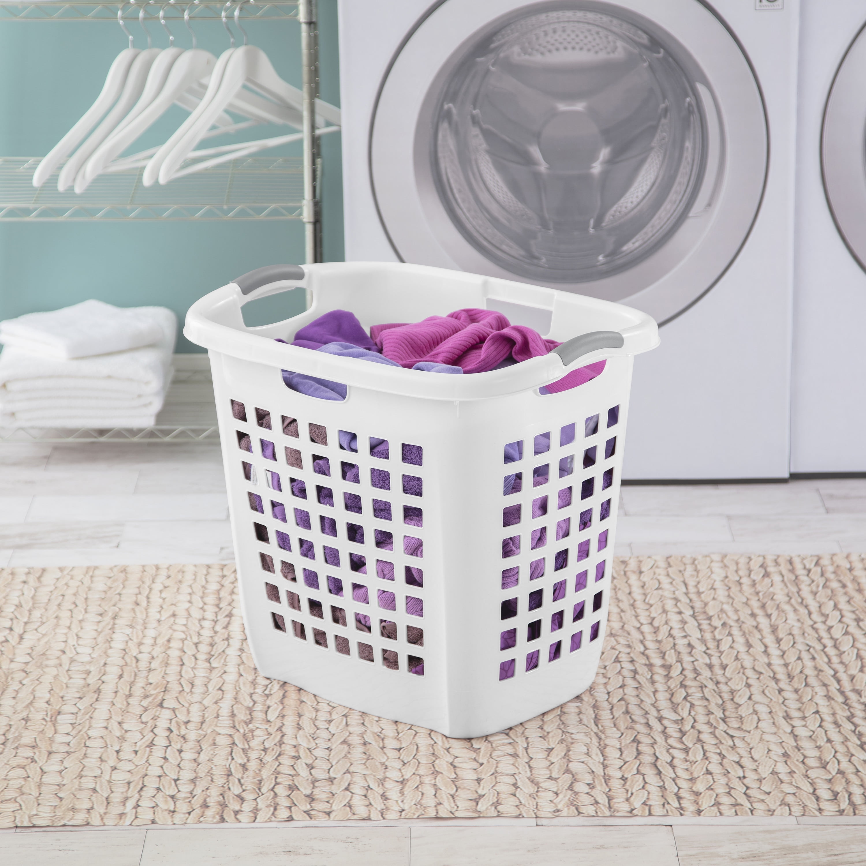 Sterilite Ultra™ Easy Carry Plastic Laundry Hamper w/ Sturdy Rim and Handles, White, Pack of 4