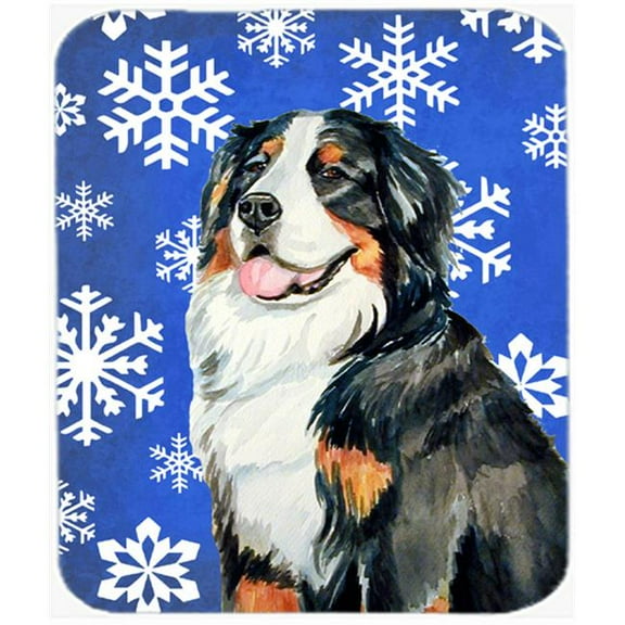 Bernese Mountain Dog Winter Snowflakes Holiday Mouse Pad, Hot Pad Or Trivet