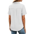 thumbnail image 3 of BUIGTTKLOP Button down Shirts for Women Short Sleeve Shirts Collared V Neck Summer Beach Tops 2026, 3 of 5