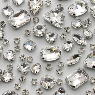 BBTO 120 Pcs Sew-on Rhinestones For Clothes - 10-18mm, Assorted Shapes & Colors, DIY Jewelry Making Kit