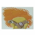 thumbnail image 1 of Sloth Cutting Board, Lazy Female Cartoon Sloth on Sofa Napping on Couch Dreaming Mascot Speech Bubble, Decorative Tempered Glass Cutting and Serving Board, Small Size, Orange Yellow, by Ambesonne, 1 of 1