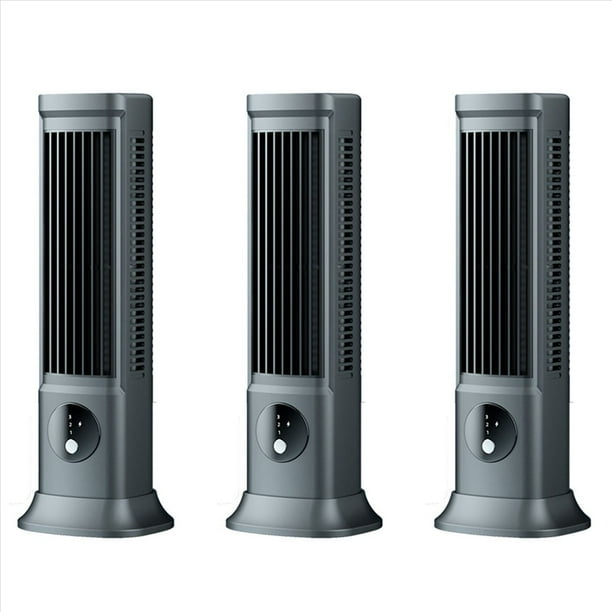 3X Ventilador Sin Aspas de Escritorio, Aire Acondicionado Portátil Recargable por USB, Ventilador de Torre de Mesa Silencioso de 3 Velocidades