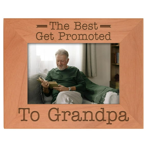 ThisWear Gift for Grandpa Best Get Promoted to Grandpa Natural Wood Engraved 4x6 Landscape Picture Frame Wood