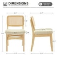 thumbnail image 3 of Zesthouse Rattan Dining Chairs Set of 2, Mid Century Dining Chairs, Kitchen Dining Room Chair, Curved Upholstered Linen Fabric Dining Chair with Cane Back and Natural Wood Frame, Beige, 3 of 9