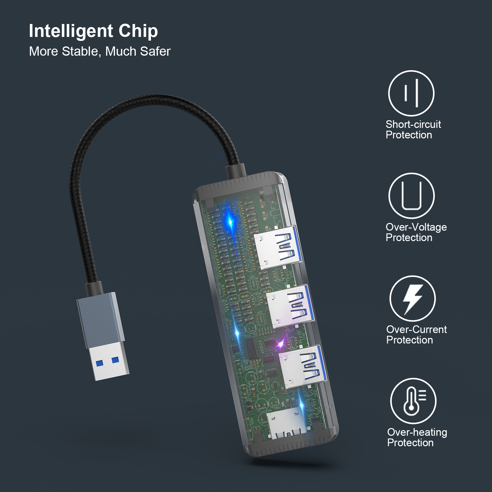 Benfei USB 3.0 Hub 4-Port Ultra-Slim, Black photo 4