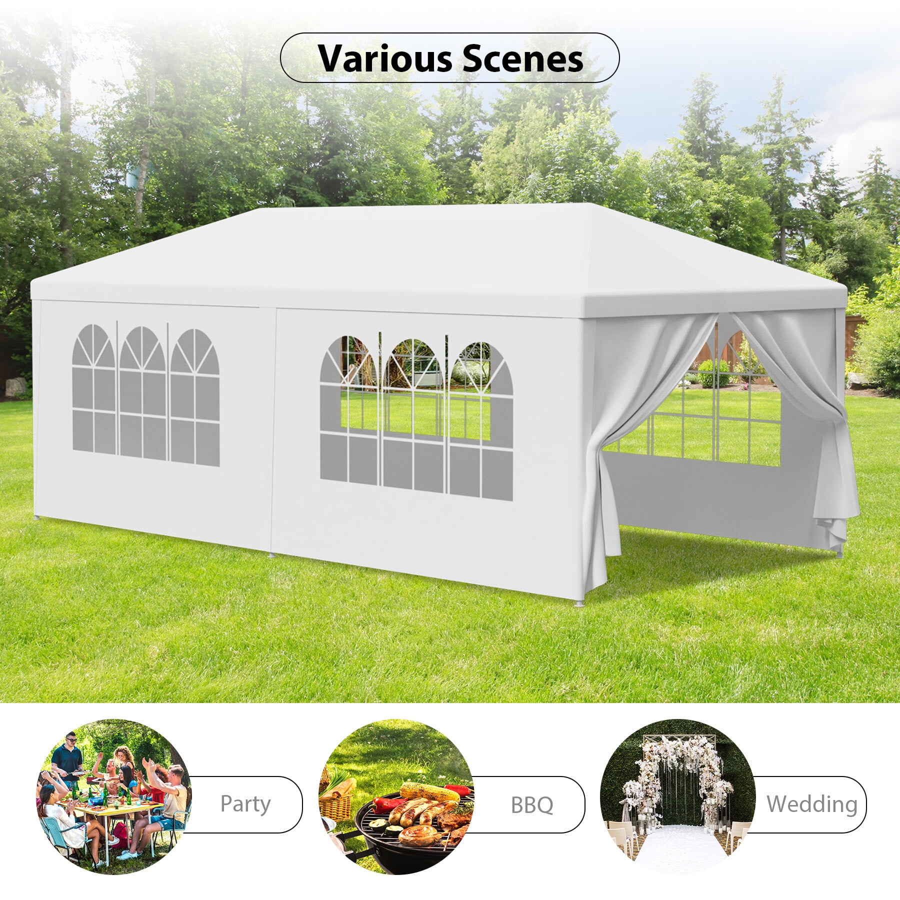 ZenSports 10'x20' Outdoor Gazebo Canopy Wedding Party Tent Storage Shelter Pavilion, White