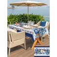 thumbnail image 4 of Outdoor Tablecloth with Umbrella Hole and Zipper, Navy Blue Christmas Rectangle Table Cloth 60x84 Inch Waterproof Tablecloth, Poinsettia Xmas Ball Berry Winter Picnic Table Cover for Patio Camping, 4 of 7