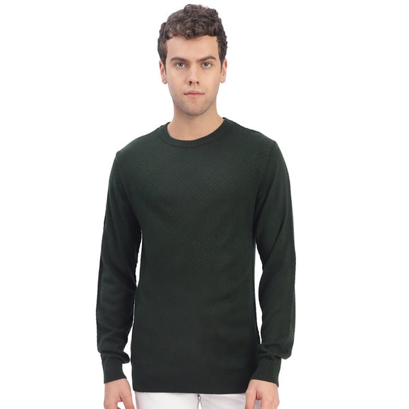 Cavardi Casual Men’s Round Neck Sweater – Green | XXL