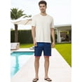 thumbnail image 3 of DARING DIVA Men's Drawstring Waist Color Block Striped Board Shorts 30 Dark Blue, 3 of 6