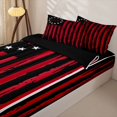 thumbnail image 3 of Erosebridal Retro Flag Pattern Zipper Queen Comforter Set with Fitted Sheet and 2 Pillowcases,Red Geometric Stripe Zipper Bedding Set For Boys,Black Reversible,4pcs, 3 of 7