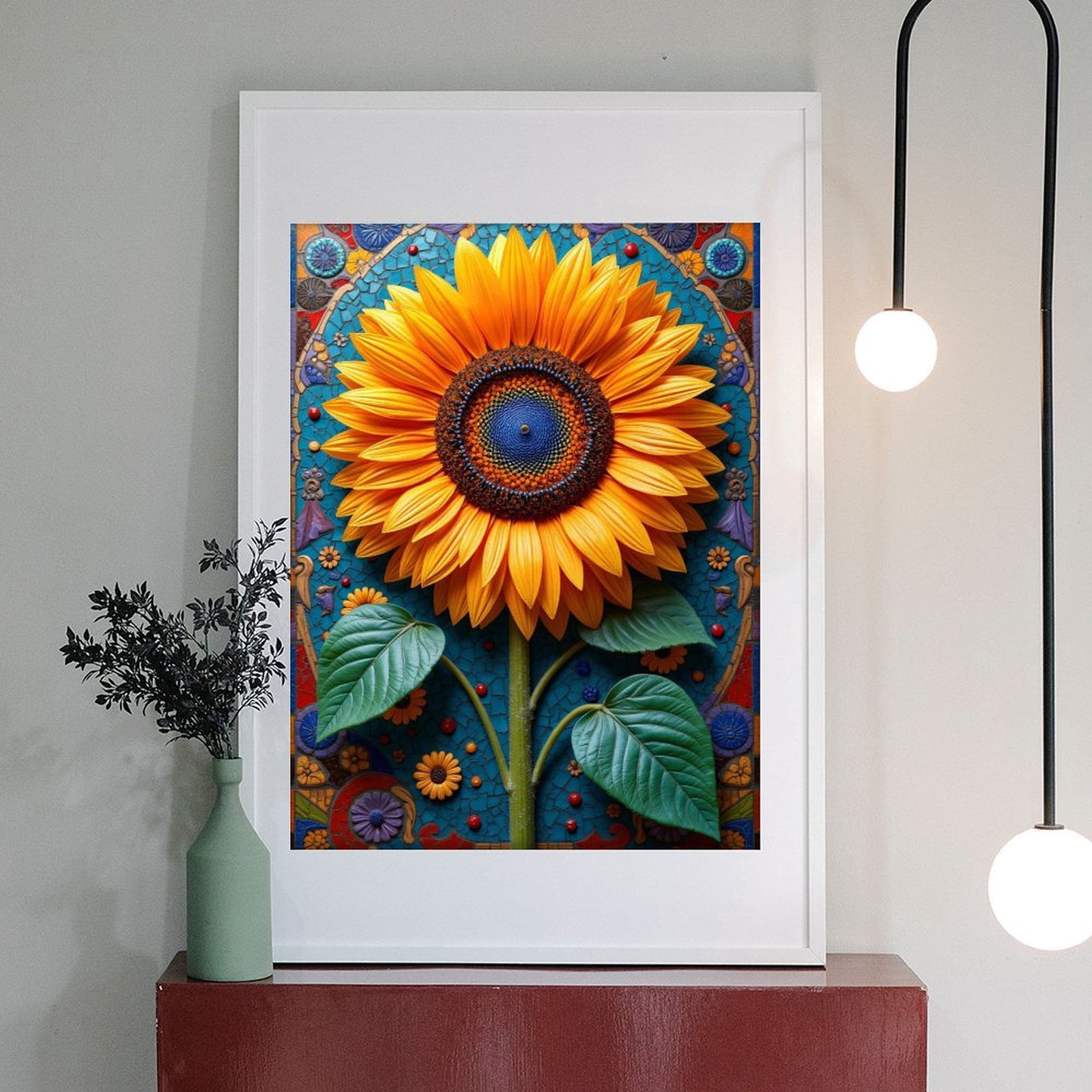 Diamond Art Kit for Adults, Sunflower Mosaic Art Pattern Diamond Painting for Adults Beginners, 5D DIY Diamond Art Painting Kits, Colorful Diamond Painting Craft for Home Decor 12x16 Frameless