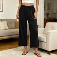 thumbnail image 2 of Bovxnpu Womens Pajama Pants Sleep Loungewear Bottoms Loungewear Pants Summer Cotton Wide Leg Loose Draped Sleepwear, 2 of 9