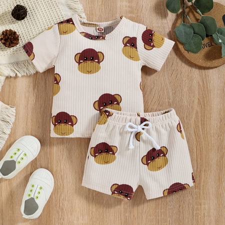 

Vedolay Short Set For Boy Casual Boys Hawaiian Button Down Shirt Beach Shorts Set Summer Palm Tree Short Sleeve Yellow 18-24 Months