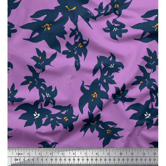 Soimoi Poly Georgette Fabric Artistic Floral Print Fabric by the Yard 52 Inch Wide