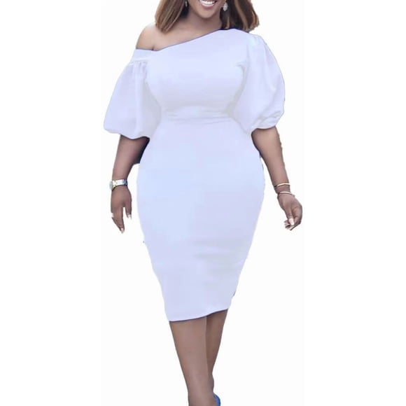 Women's 50S Vintage Elegant Ruffle V Neck Bodycon Midi Pencil Dress for Work