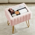 thumbnail image 1 of EDX Vanity Storage Ottoman, Footrest Stool Chair with Non-Slip Feet for Home Dressing Room, Bedroom, Pink, 1 of 8