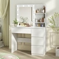 thumbnail image 2 of Vabches Coiffeuse avec 12 Lumières, Coiffeuse avec Miroir Éclairé, Commode à 4 Grands Tiroirs, 3 Modes d'Éclairage Luminosité Réglable, Moderne, Blanc, 2 of 8