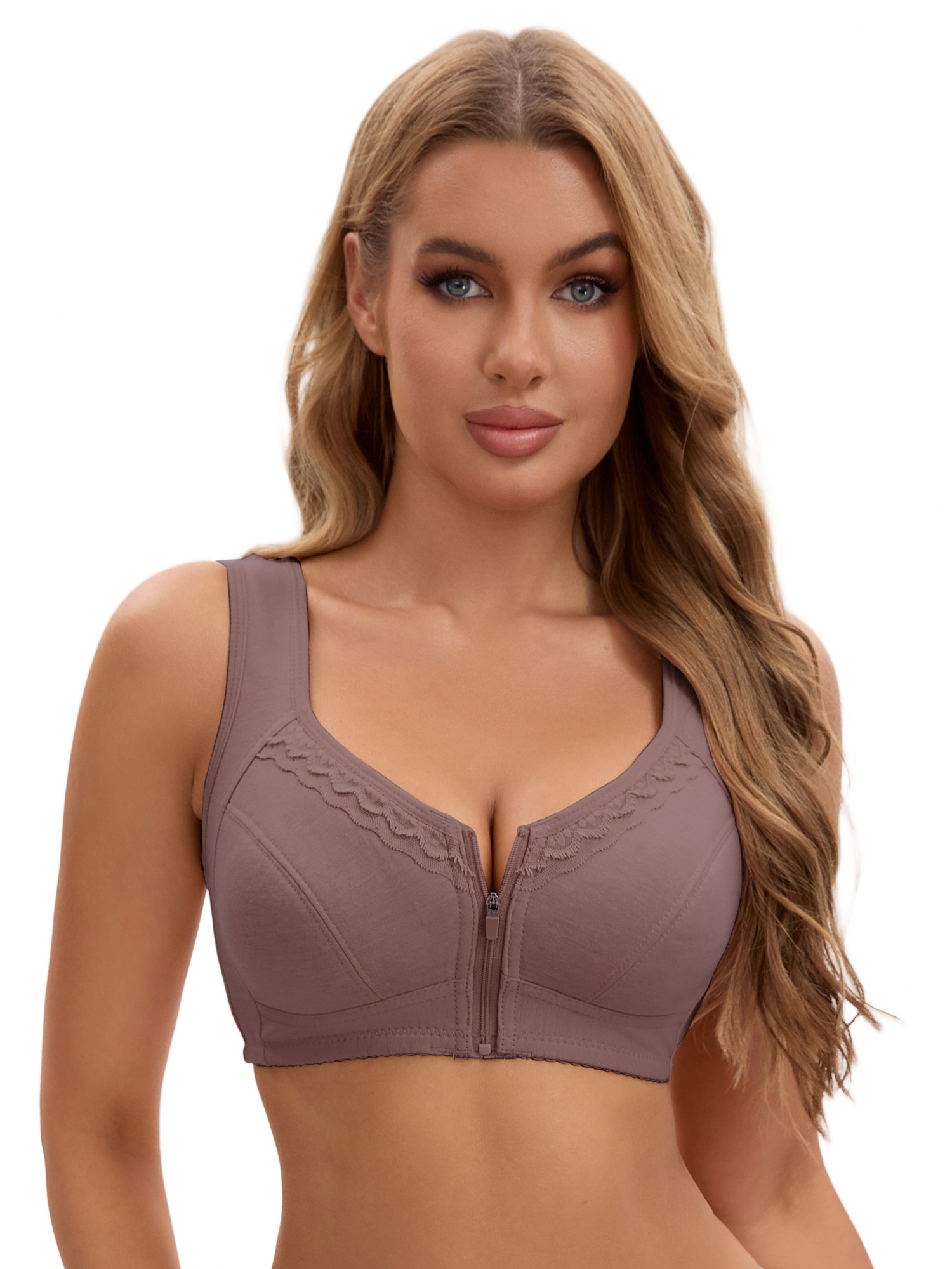 Unique Bargains Women's Wirefree Tank Back Bralette Wide Straps Bras Purple 48 D