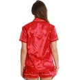 thumbnail image 2 of Just Love Solid Satin Pajama Short Set for Women Sleepwear PJs (Red / Ivory, 2X), 2 of 2