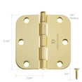thumbnail image 4 of Cauldham (12 Pack) Heavy-Duty 3-1/2" Interior Door Hinges with 5/8" Radius Corners - Brass, 4 of 7