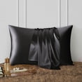 thumbnail image 2 of DISANGNI 100% Natural Mulberry Silk Pillow case for Hair and Skin with Hidden Zipper 22 Momme Both Sides Real Silk Pillow Case (1pc King Size 20"x36” Black), 2 of 6
