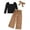 Black +Leopard Dot, variant on Arshiner Girls Clothing Sets Square Neck Rib Knit Shirts + Stylish Wide Leg Pants + Headband Cute 3pcs Fall Clothes Outfits