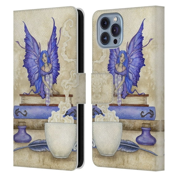 Head Case Designs Officially Licensed Amy Brown Lovely Fairies Blue Pixie Leather Book Wallet Case Cover Compatible with Apple iPhone 14