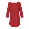 thumbnail image 4 of AKEGAMN Fashion Casual Round Neck Three Quarter Sleeve Solid Color Top, Red S-5XL, 4 of 5
