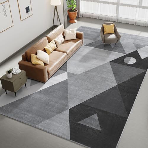Alfombra Homfine, lavable, moderna, geométrica, gris, 180 x 270 cm