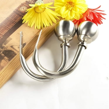 Deco Window Holdback/Curtain Tieback (Set of 2) Round Medallion Satin Silver